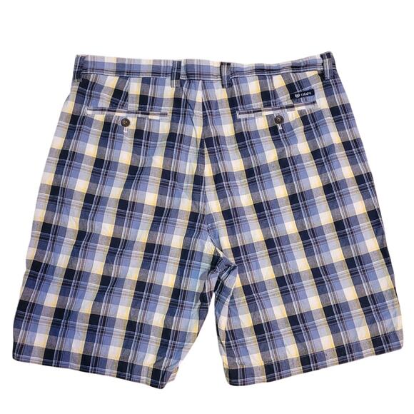 Chaps Mens Madras Plaid Shorts Sz 36 Blue Yellow Cotton Preppy Golf Dadcore - Picture 3 of 7